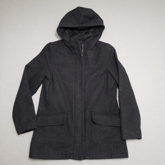 Old Navy Jackets & Blazers - Vintage‎ Old Navy Women's Large Coat 2003 Wool Blend Hooded Charcoal Grey Y2K